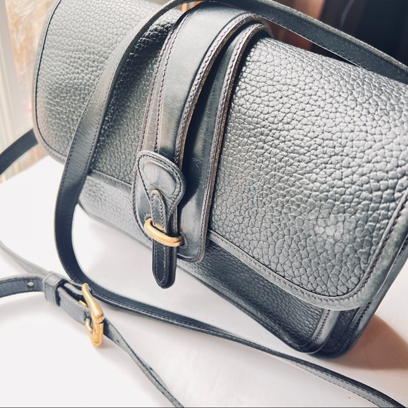 D&B Dooney & Bourke Vintage Black Leather Equestrian Crossbody Bag - Picture 11 of 15